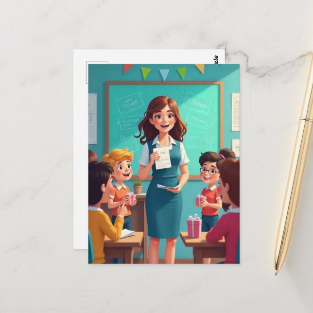 "Danke, Lehrer!" Postkarte (Vorderseite/Rückseite Beispiel)