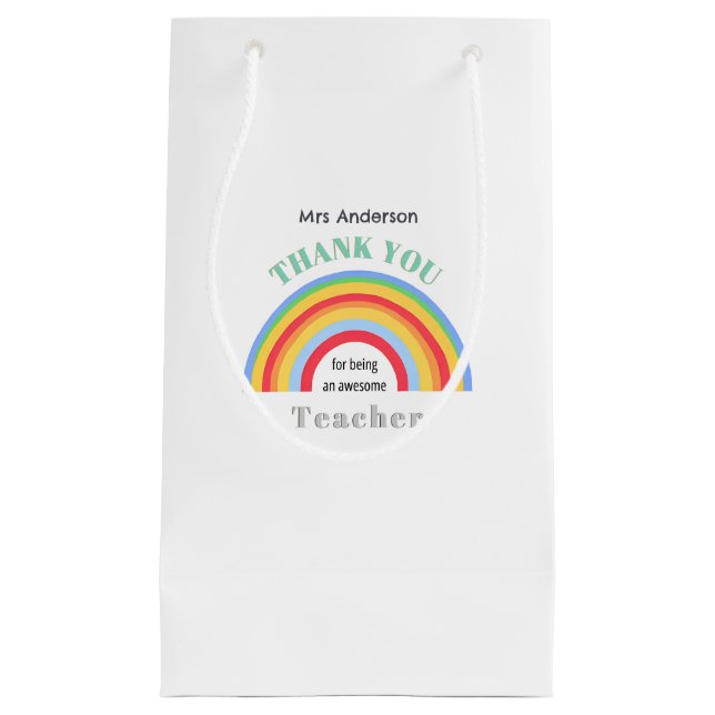 Danke Lehrer Regenbogen Personalisiert Kleine Geschenktüte (Vorderseite)
