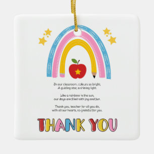 Danke Lehrer Regenbogenapfel Sterngedicht Keramikornament