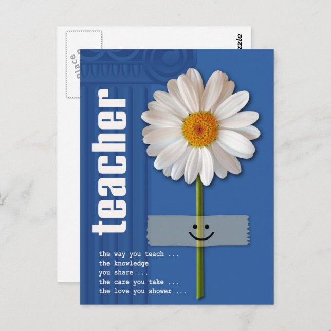 Danke, Lehrer. Smiling Daisy Postkarte (Vorne/Hinten)