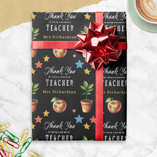 Danke Lehrer Tafel Apfel Personalisiert Geschenkpapier