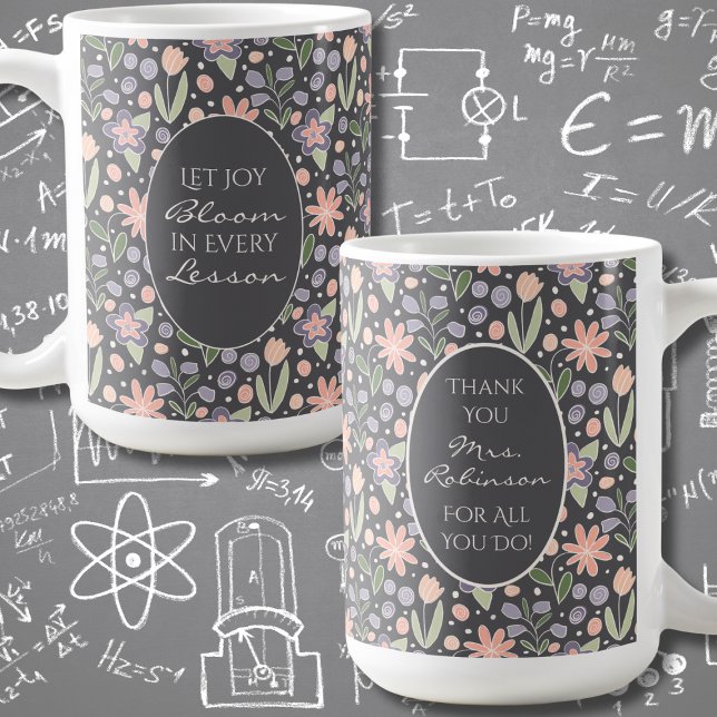 Danke Lehrer Tasse | Personalisiertes Geschenk (Thank You Teacher Mug | Personalized Floral Appreciation Gift with Custom Name)
