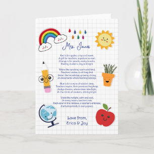 Danke Lehrer Wertschätzung Regenbogenwolke Gedicht Karte