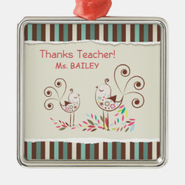 Danke Lehrer, Whimsical Bird Strip Ornament Aus Metall