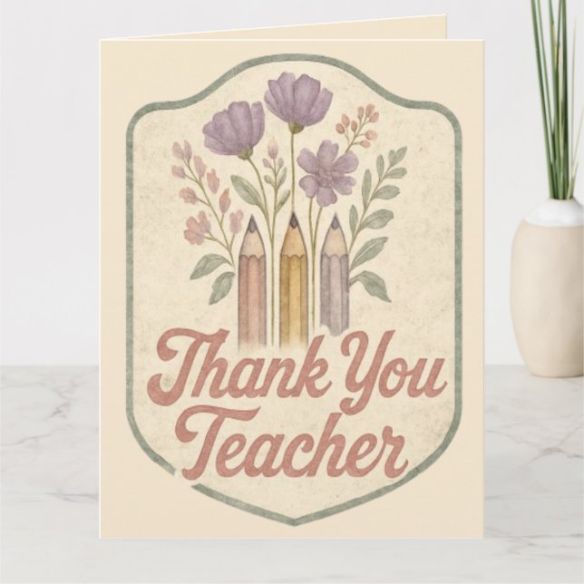 Danke, Lehrerin Vintag Dankeskarte (Vorderseite)
