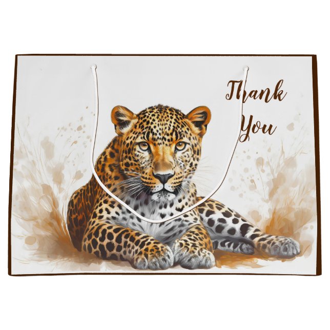 Danke Leopard Animal Portrait Große Geschenktüte (Vorderseite)