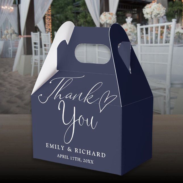 Danke Liebe Heart Navy Blue Wedding Geschenkschachtel (Thank You Love Heart Navy Blue Wedding Favor Boxes)