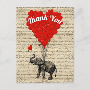 Danke Liebe Herz Luftballons und Elefant Postkarte