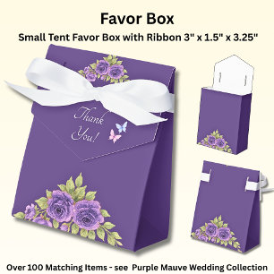 Danke, lila Mauve Blumen & weiße Hochzeit  Geschenkschachtel