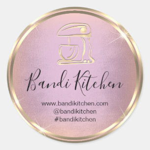 Danke Logo Küche Kochen Koch Rose Gold Runder Aufkleber