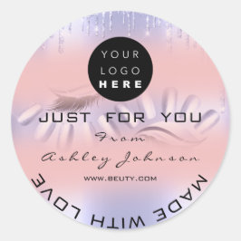 Danke Logo Nails Lashes Rose Ombre Lila Runder Aufkleber