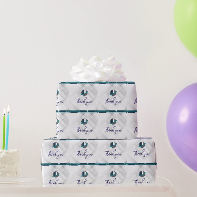 Danke & Logo weiß Geschenkpapier (Partygeschenke)