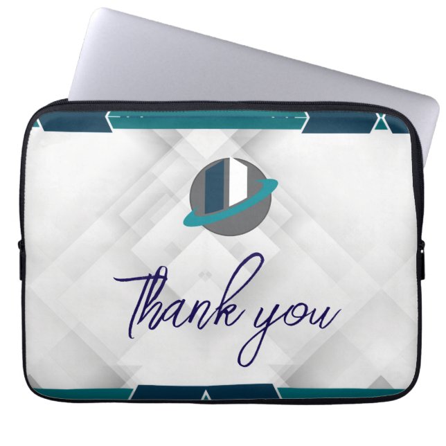 Danke & Logo weiß Laptopschutzhülle (Vorderseite)