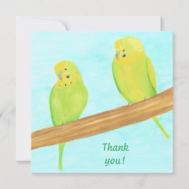 Danke, Love Birds Parakeets cards Mitteilungskarte (Vorderseite)