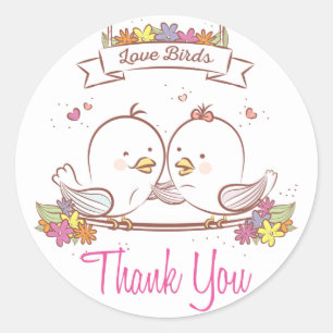 Danke Lovebirds Rosa und Braune Hochzeitsliebe Runder Aufkleber