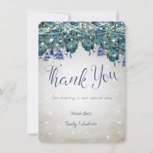 Danke Luxe Pfau Navy Aqua Silber Hochzeit