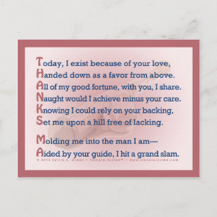 Danke, Ma (akrostisch) Postkarte