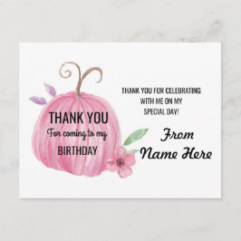 Danke Mädchen-Karten-Kürbis-Rosa-Geburtstag jedes