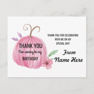 Danke Mädchen-Karten-Kürbis-Rosa-Geburtstag jedes