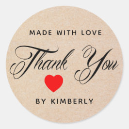 Danke, Made mit Liebe Runder Aufkleber