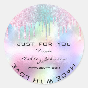 Danke, Mag mit Liebe Glitzer Holograph Pink Runder Aufkleber