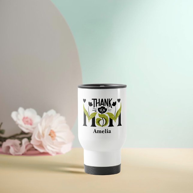 Danke Mama Florale Personalisierte Reisebecher (Von Creator hochgeladen)
