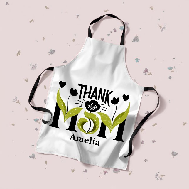 Danke Mama Florale Personalisierte Schürze (Von Creator hochgeladen)