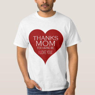 DANKE MAMA FÜR MICH Rotes Herz Typografie T-Shirt