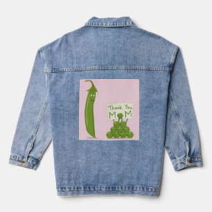 Danke-Mama-Gruß mit Peapod und Erbsen Jeansjacke