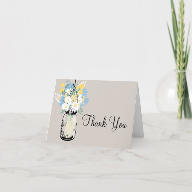 Danke Mason Jar und Wildblumen (Vorderseite)