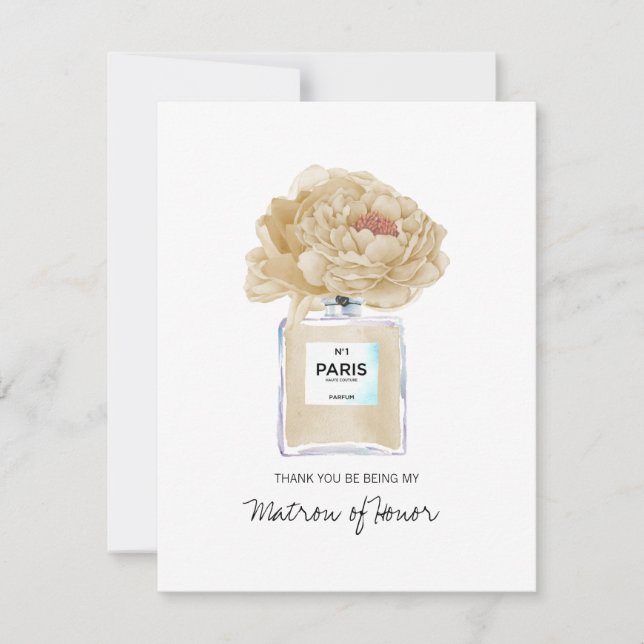 Danke Matron of Honor Champagne Peony Card (Vorderseite)