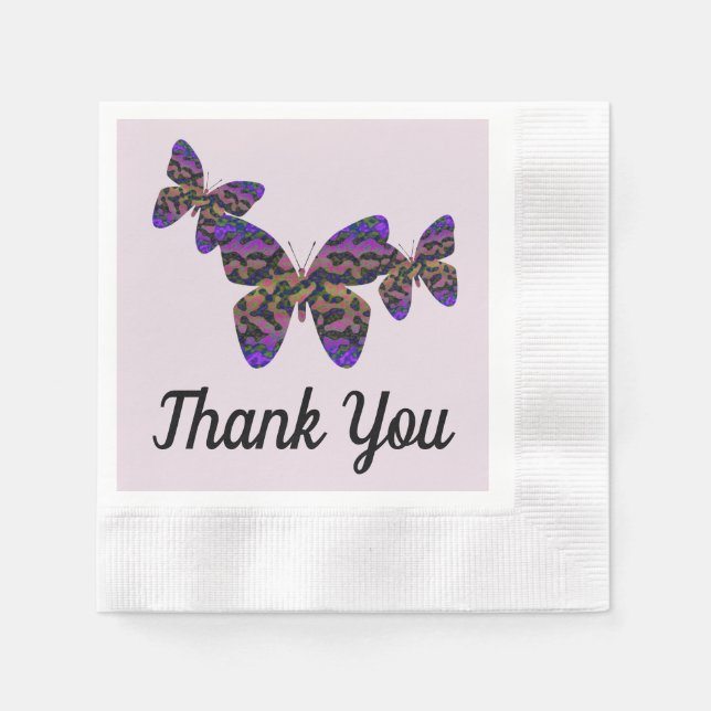 Danke Meal Colorful Butterflies Aufwertung Serviette (Vorderseite)