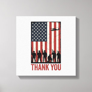 Danke Militär-Amerikanische-Flagge-Shirt-Design_1 Leinwanddruck