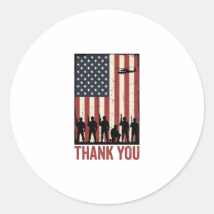 Danke Militär-Amerikanische-Flagge-Shirt-Design_1 Runder Aufkleber