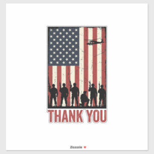 Danke Militär Amerikanisches Flagge Shirt Design_1 Aufkleber