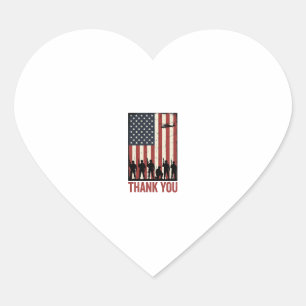 Danke Militär Amerikanisches Flagge Shirt Design_1 Herz-Aufkleber