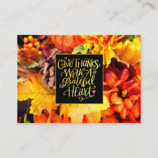 Danke mit einem Dankeschön an die Blume des Herbst Visitenkarte