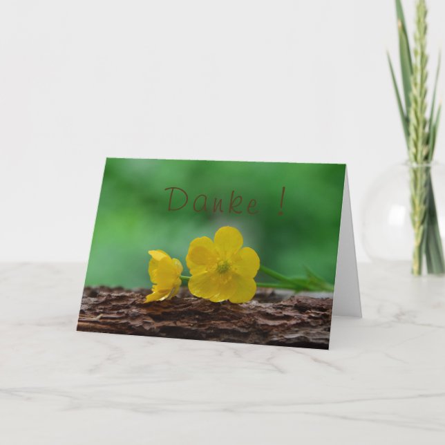 Danke mit gelbe Blüten Karte (Vorderseite)