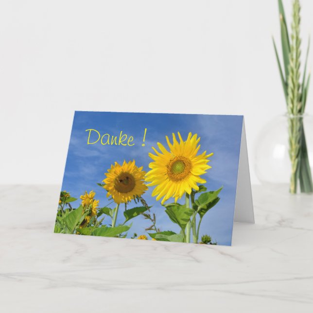 Danke mit gelbe Sonnenblumen Karte (Vorderseite)