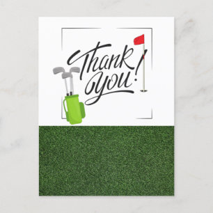 Danke mit Golf Flagge und Golf Bag Postkarte