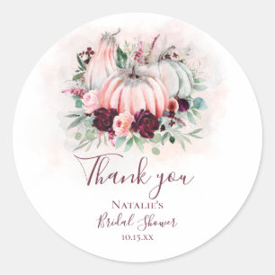 Danke mit Herbstmotiv Pinker Kürbis & Burgunderrot Runder Aufkleber
