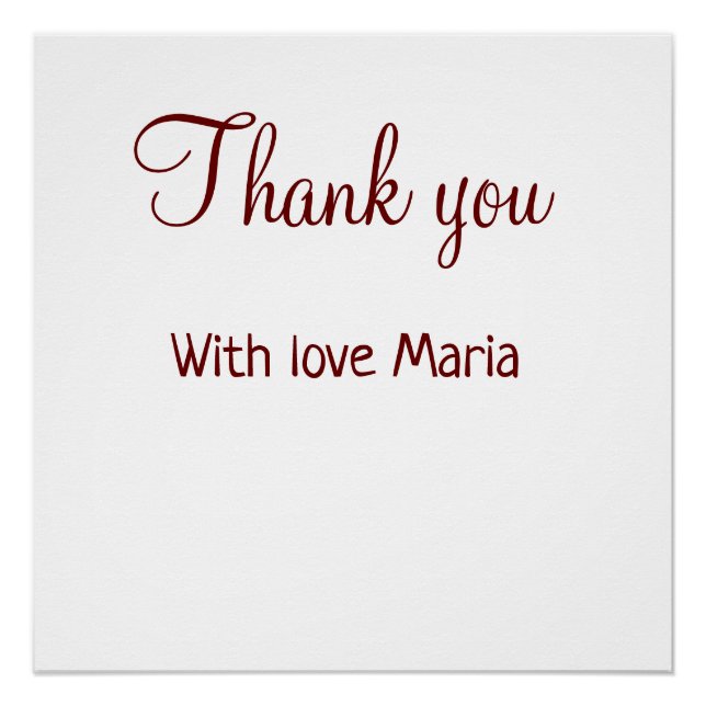 Danke mit Liebe Name Text Poster (Vorderseite)