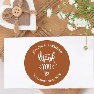 Danke mit Liebe Terrakotta-Hochzeitsgeschenk Runder Aufkleber