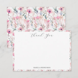 Danke mit rosa Wasserfarben-Blumenmuster