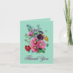Danke, mit Vintager Hollyhock-Blüte V03 zu Dankeskarte
