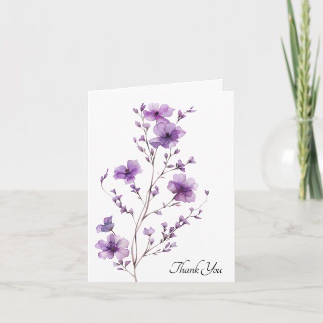 Danke Mitgefühl mit lila Blumen Karte (Vorderseite)