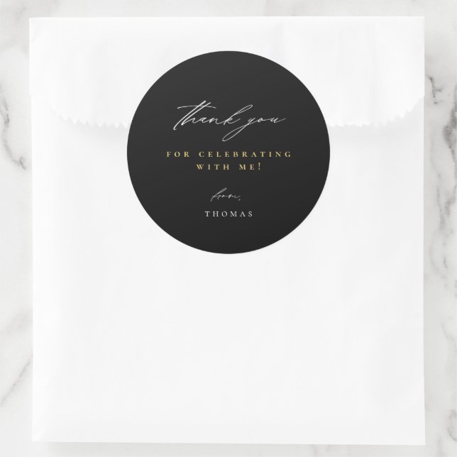 Danke Modern Script Schwarz Runder Aufkleber (Tasche)