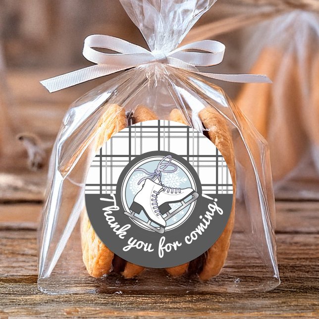 Danke, Modern Tartan Ice Skaten Gefallen Runder Aufkleber (Von Creator hochgeladen)