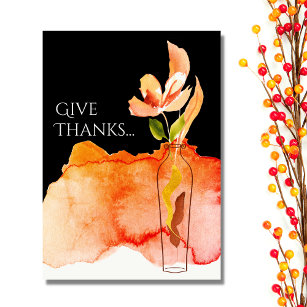 Danke. Moderne Blume und Vase Erntedank Feiertagskarte