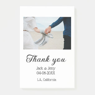 Danke moderne einfache Hochzeitspaar Name Nachrich Post-it Klebezettel